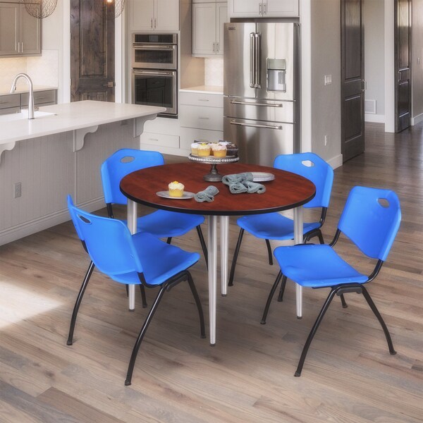 Regency Kahlo Round Table & Chair Sets, 48 W, 48 L, 29 H, Wood, Metal, Plastic Top, Cherry TPL48RNDCHCM47BE - main